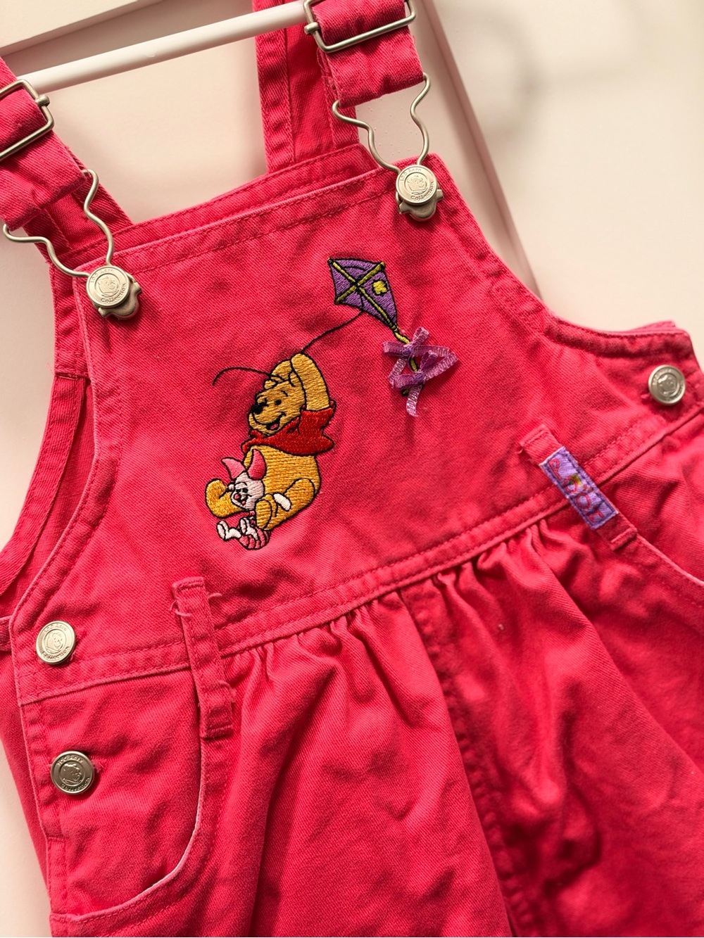 Girls' Pink Winnie the Pooh Embroidered Overalls